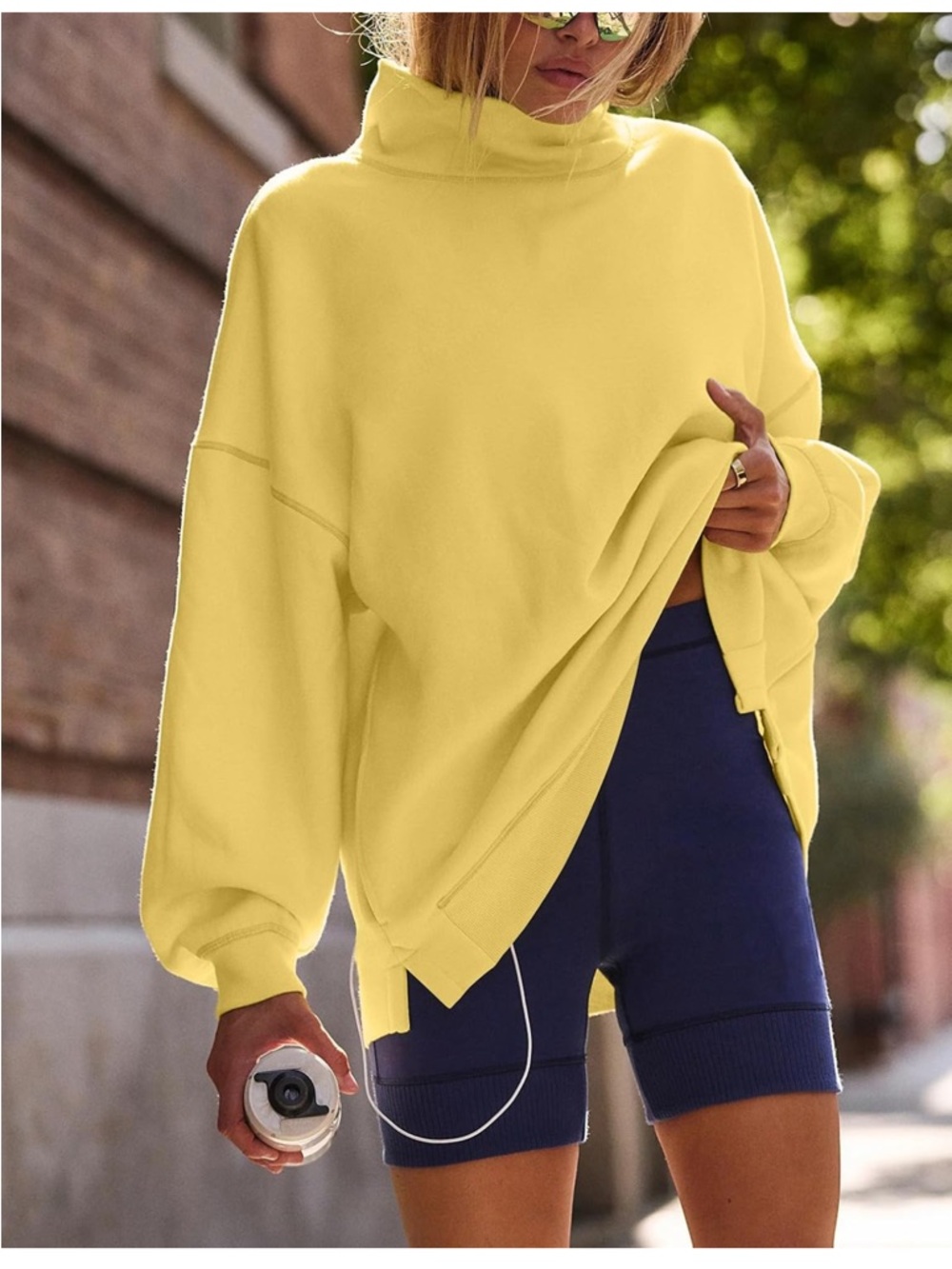 Cozy Yellow Oversized Turtleneck Sweatshirt